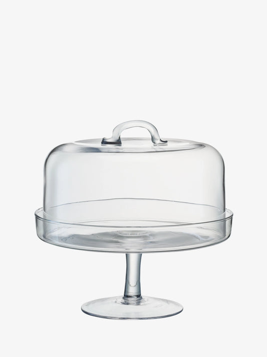 LSA Cake Stand and Dome clear glass pedestal stand with dome cover and handle