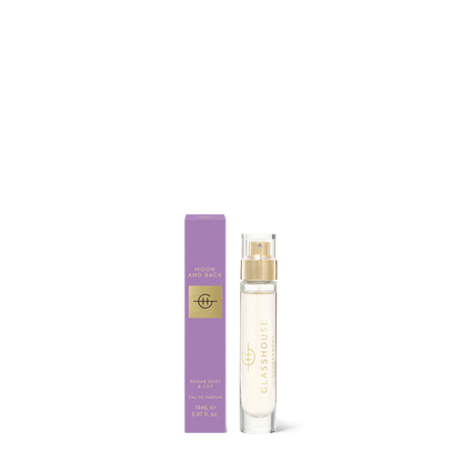 Glasshouse Moon and Back 0.47oz perfume with purple box and white spray bottle