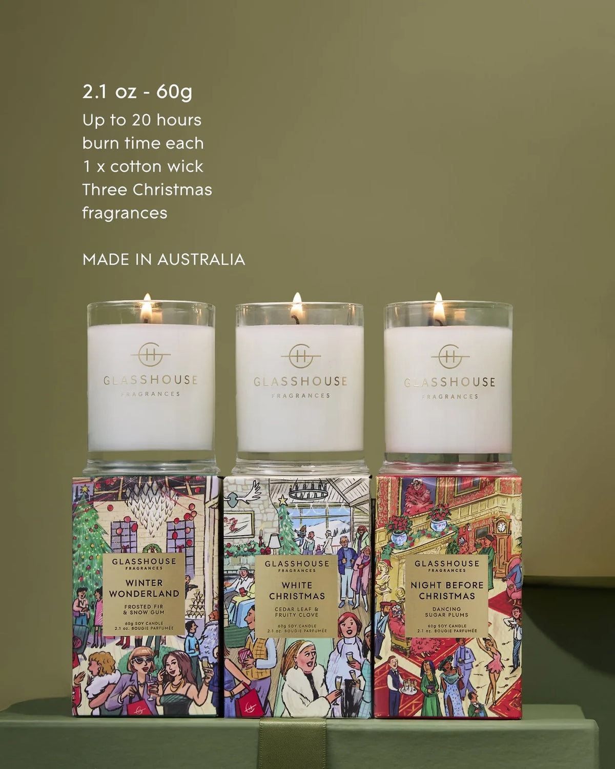 Glasshouse Christmas Candle Trio 2.12 oz