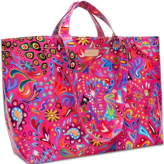 Consuela Ceci Jumbo Bag in hot pink with vibrant multicolor abstract floral and geometric print