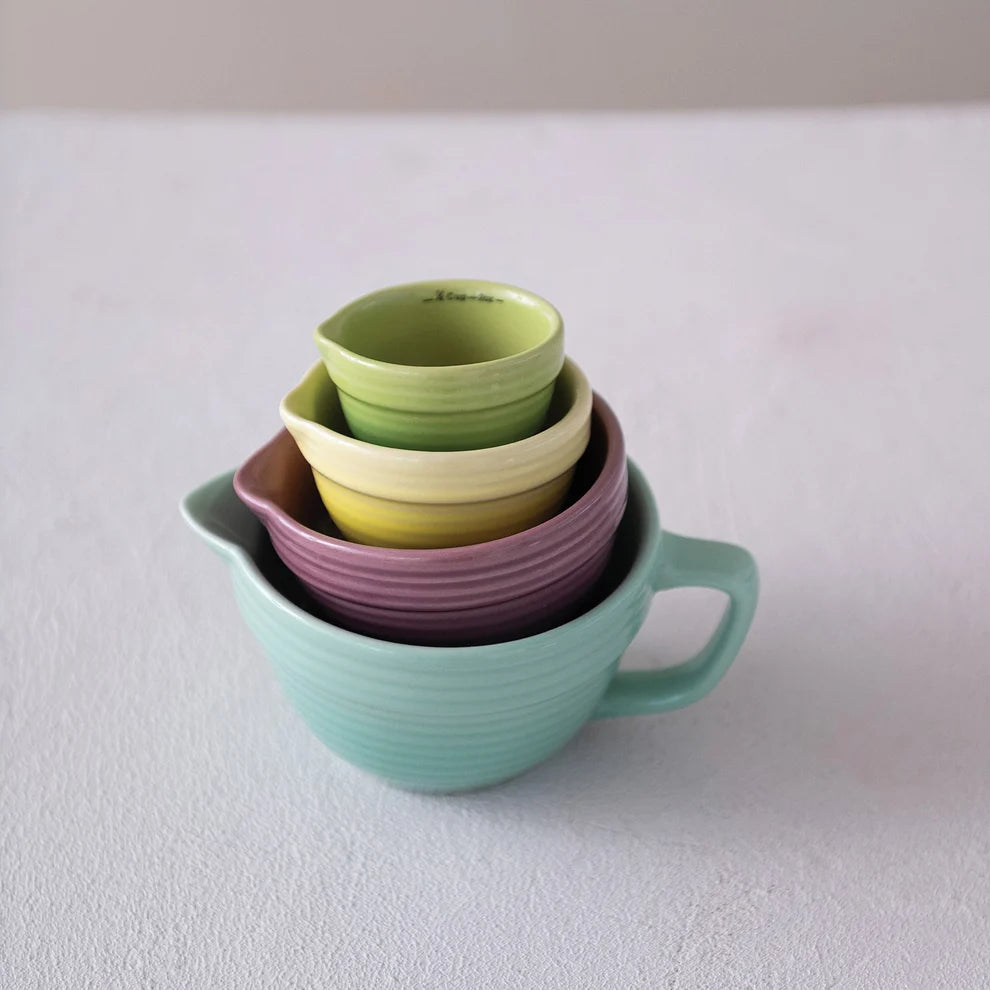 Hazel Mazel - Set of 4 Stoneware Batter Bowl Measuring Cups