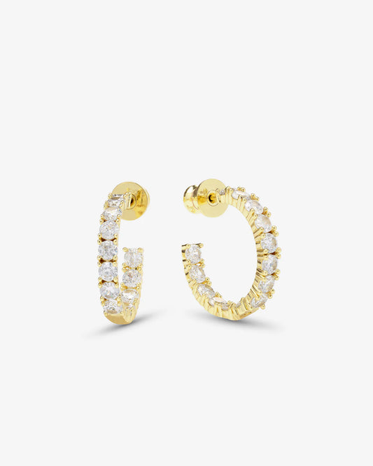 Melinda Maria Heiress gold hoop earrings .75' with round diamond accents