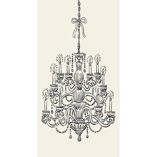 Hester & Cook Chandelier Guest Napkins with hanging ornate chandelier illustration and chain detail on cream