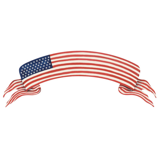 Hester & Cook American flag banner accent in red, white, and blue