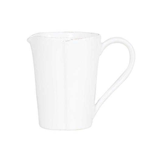Vietri Lastra White Pitcher with handle, white ceramic