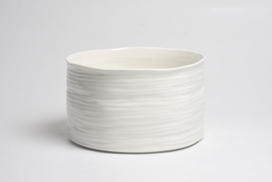 Pampa Bay Le Blanc large white bowl with brushstroke surface pattern