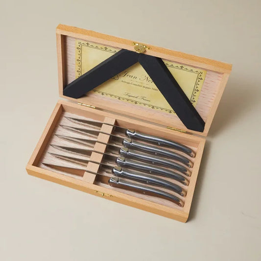 Jean Dubost Laguiole Steak Knives (set of 6 - Black Marble)