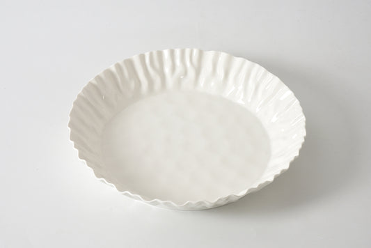 Pampa Bay Round Deep Server in cream with scalloped edges