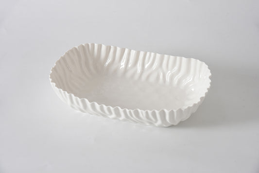 Pampa Bay Large Deep Server in white with oval shape and scalloped fluted rim