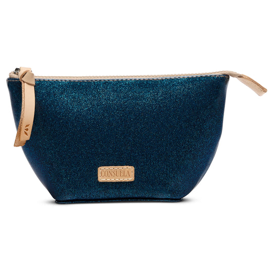 Consuela Medium Tool Kit in teal textured fabric with tan leather trim and brass nameplate