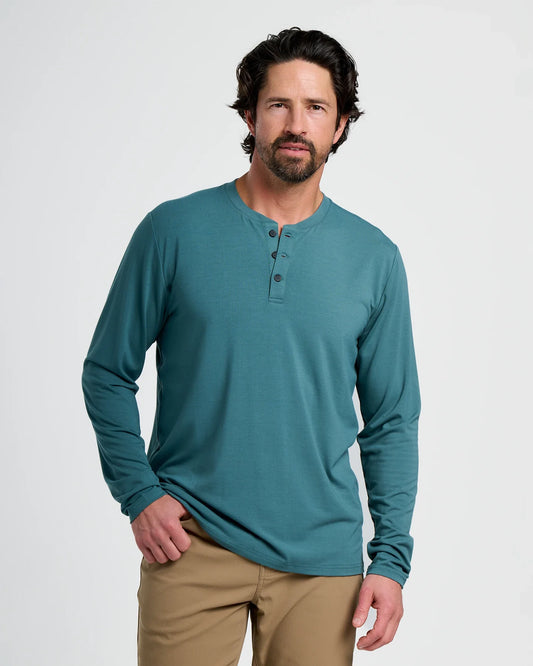 Free Fly Bamboo Flex Henley Long Sleeve (Fatigue Green)