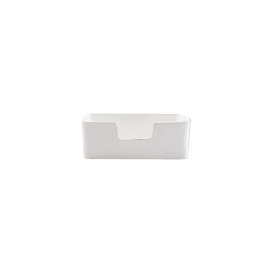 Vietri Melamine Lastra White Guest Towel Holder, front view with slot opening