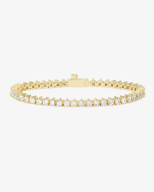 Melinda Maria Mama Not Your Basic tennis bracelet in gold with round diamond stones