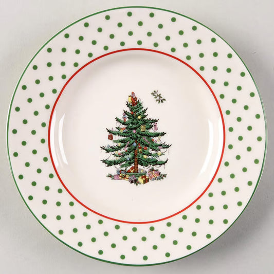 Spode Polka Dot Christmas Tree Dessert Plate