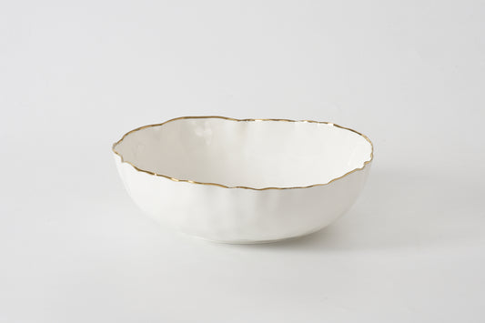 Pampa Bay Portofino Large Bowl in cream with gold-trimmed wavy rim