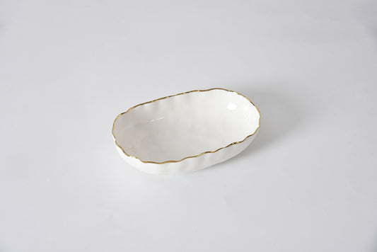 Pampa Bay Portofino Small Deep Server in white with gold rim accent