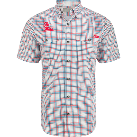 Drake Ole Miss HC Windowpane Plaid Shirt