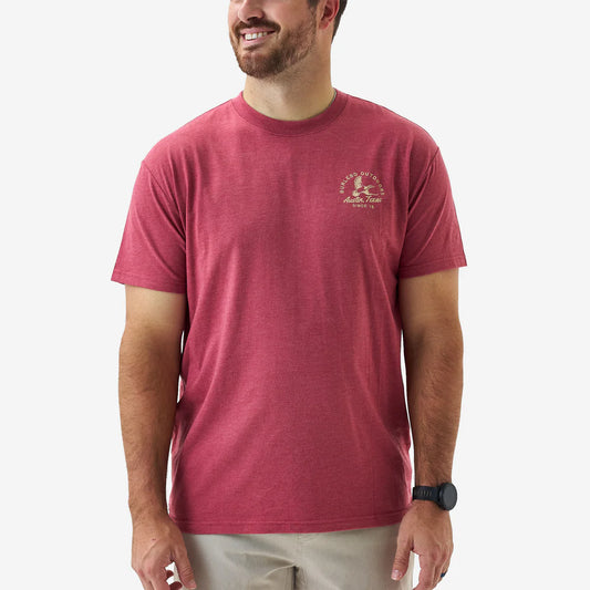 Burlebo Short Sleeve Tee in burgundy with small front chest logo, front view