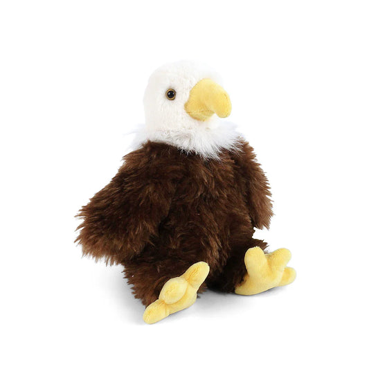 Mon Ami Freedom the Eagle plush toy with white head, brown body, and yellow beak and feet