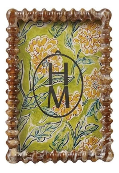 Hazel Mazel - Marbled Resin & Glass Spindle Photo Frame