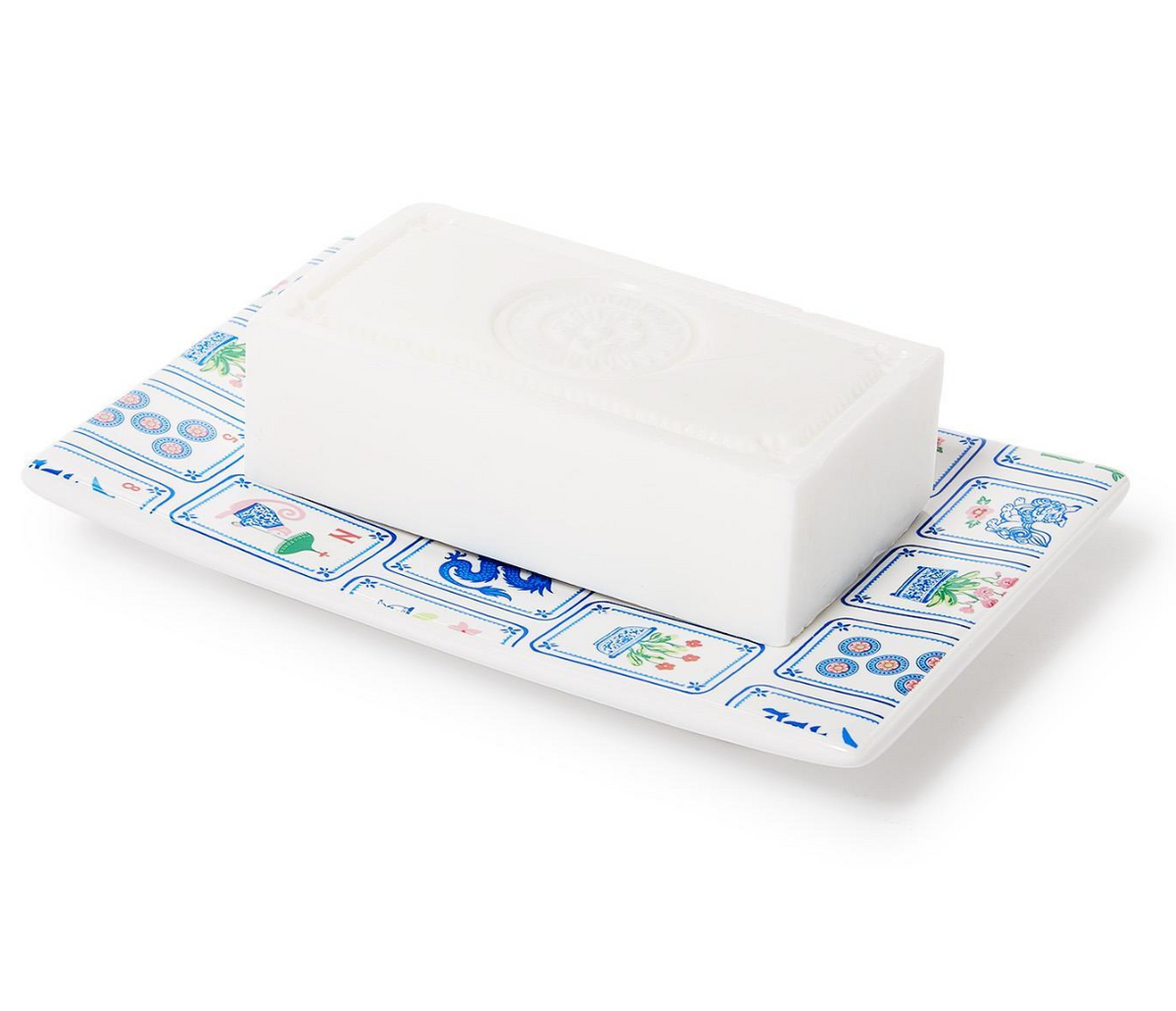 Two's Company Mahjong Soap on Ceramic Plate