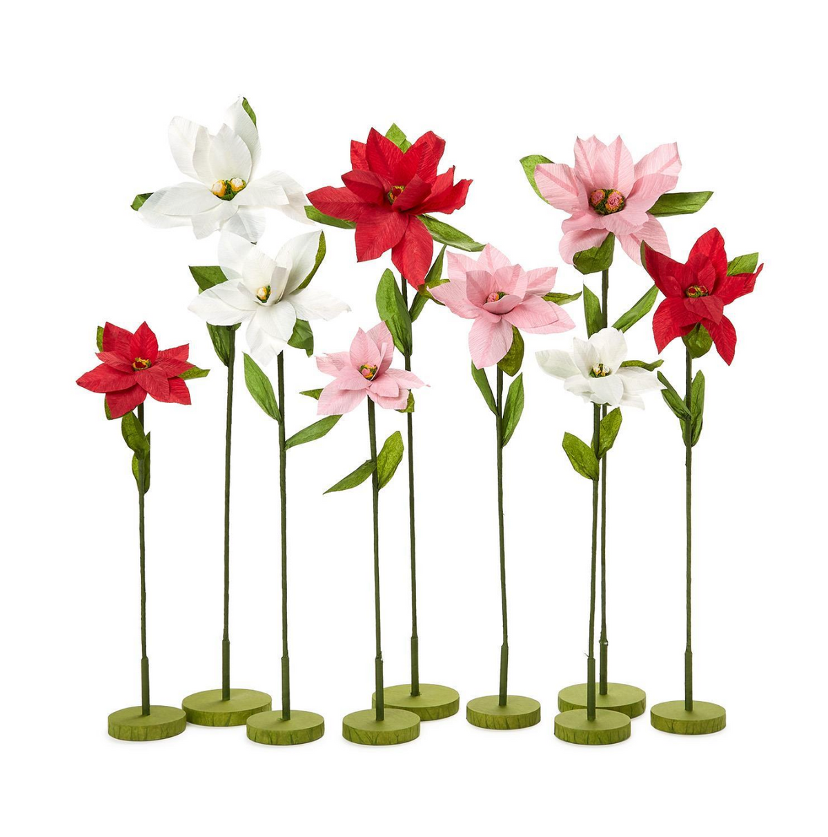Two's Company Paper Poinsettia Flowers with Base