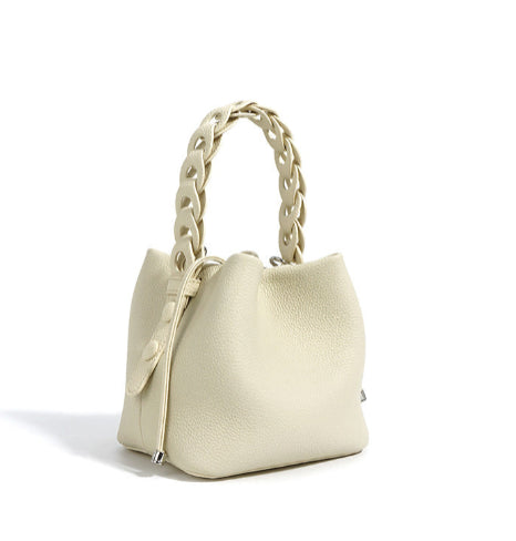 Parker and Hyde Austin Bucket Bag in ecru with chunky chain handles