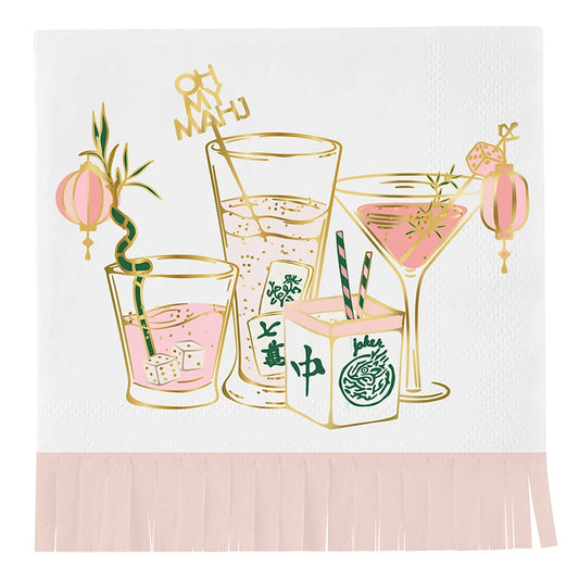 Santa Barbara Cocktail Napkin - Mahjong Fringe