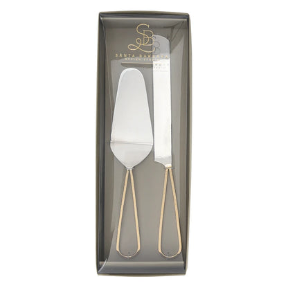 Santa Barbara Gold Handle Cake Knife + Server