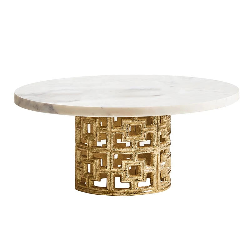 Santa Barbara Marble + Brass Pedestal