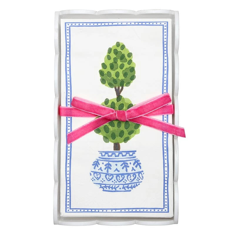 Santa Barbara Acrylic Guest Napkin Tray + Napkins - Topiary