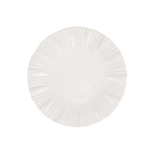 Vietri Bari white salad plate with radiating ribbed design