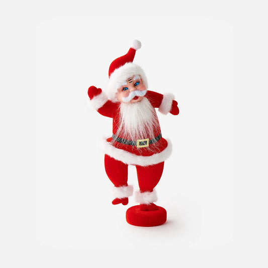 180 Degrees Flocked Dancing Santa on Base