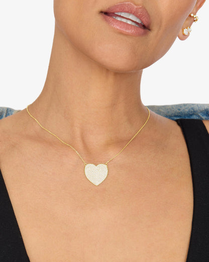 Melinda Maria XL You Have My Whole Heart Pave Necklace 18"