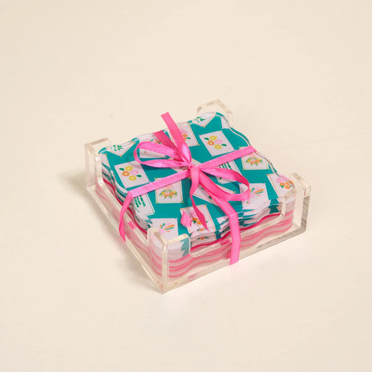 The Darling Effect Table Talk Acrylic Coaster Set - It's Mahj Time