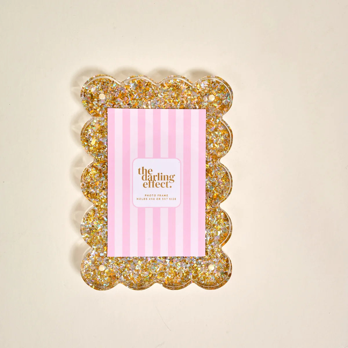 The Darling Effect - Rectangle Scalloped Acrylic Frame - Gold Glitter