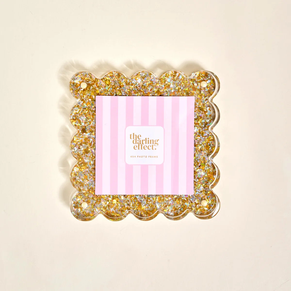 The Darling Effect - Square Scalloped Acrylic Frame - Gold Glitter