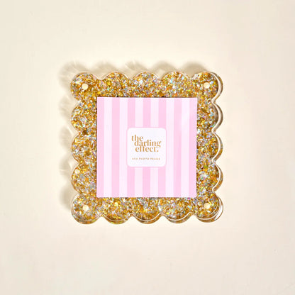 The Darling Effect - Square Scalloped Acrylic Frame - Gold Glitter