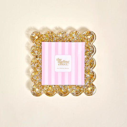 The Darling Effect - Square Scalloped Acrylic Frame - Gold Glitter