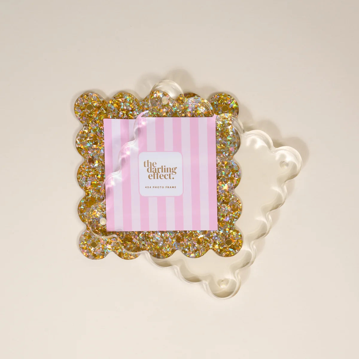 The Darling Effect - Square Scalloped Acrylic Frame - Gold Glitter