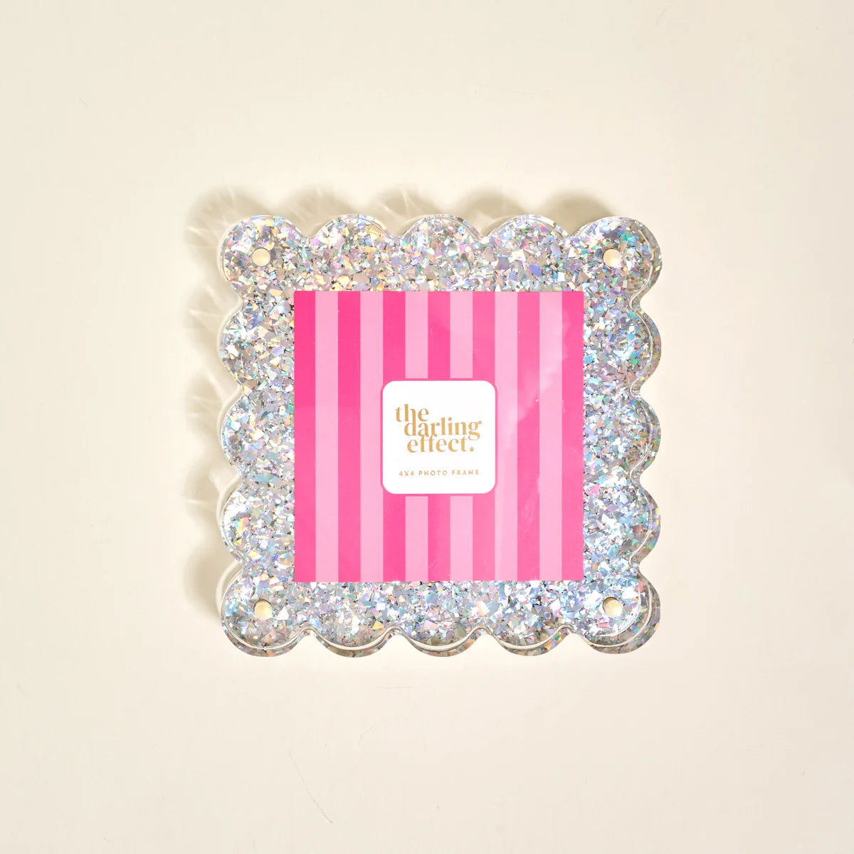 The Darling Effect Square Scalloped Picture Frame - Silver Glitter