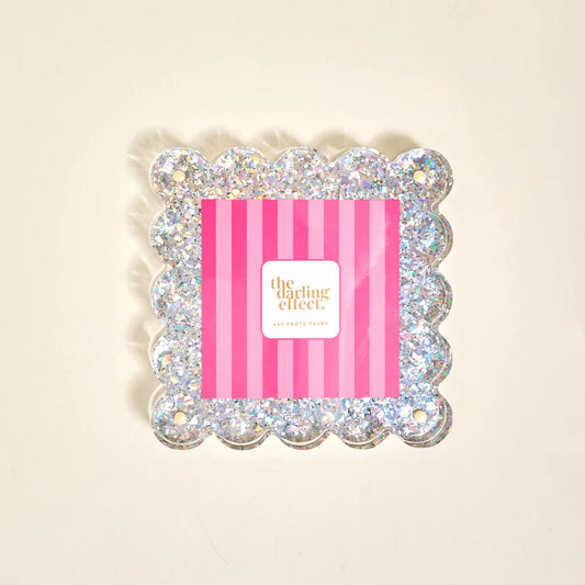 The Darling Effect Square Scalloped Picture Frame - Silver Glitter