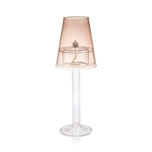 Zodax Dauphine table lamp with amber glass shade and clear acrylic stem base