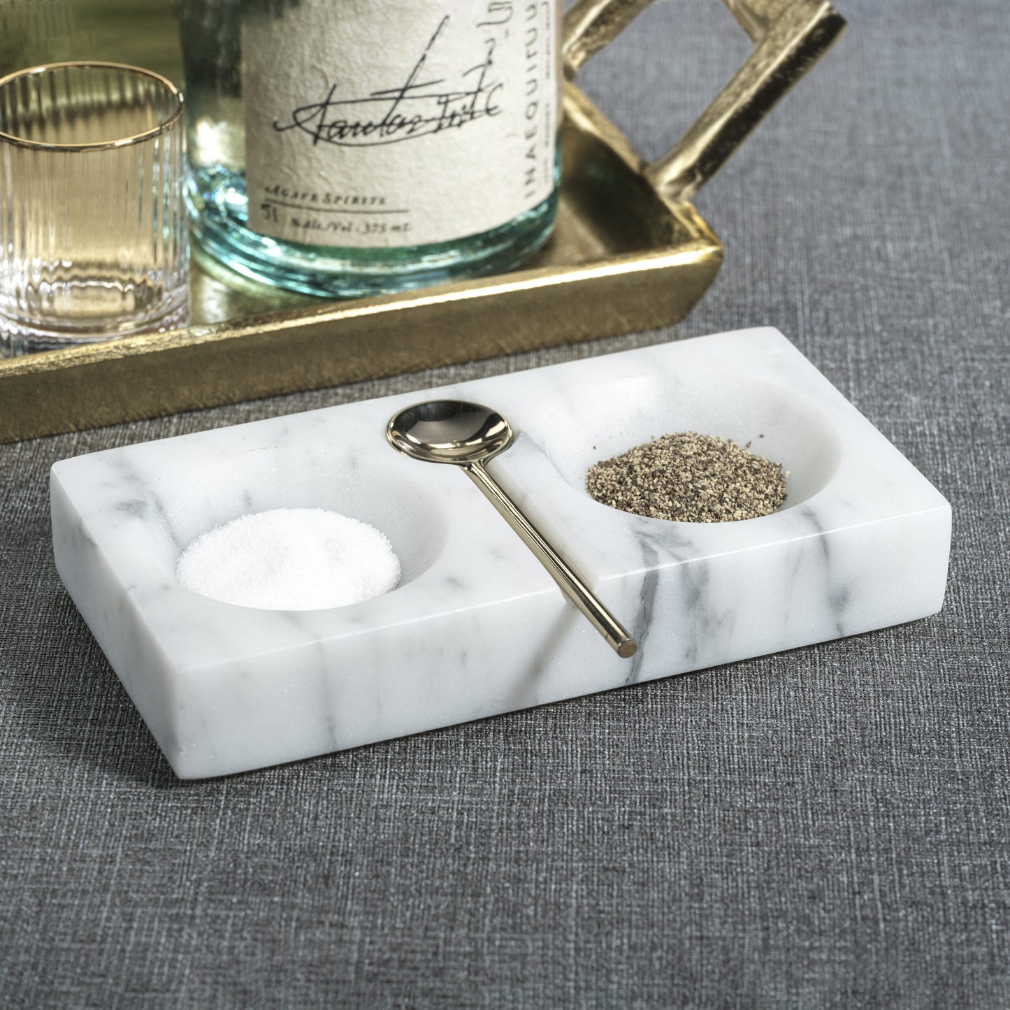 Zodax Marble Salt + Pepper Dish w/ Spoon