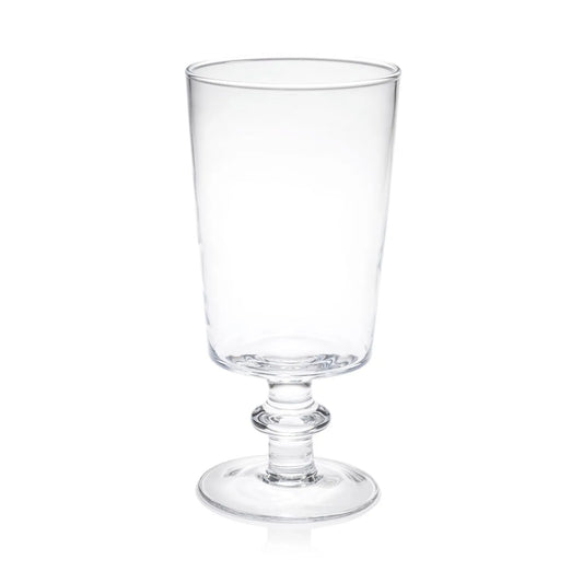 Zodax Palmilla mouth-blown glass hurricane with pedestal base and clear cylindrical shape