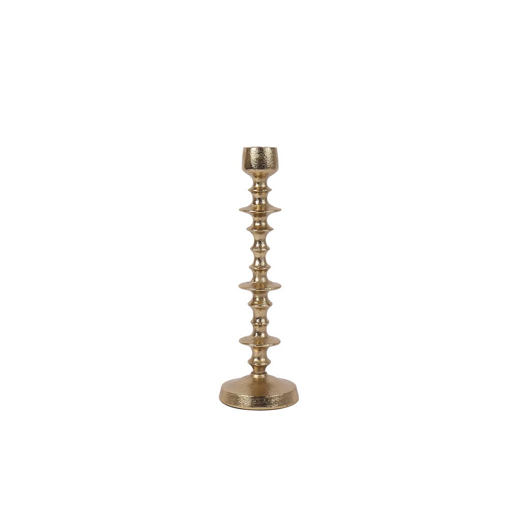 India Handicrafts Inc - Gold Beaded 14" Candle Holder