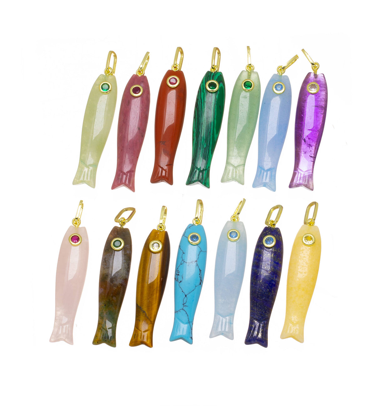 Jewel Pledge - Natural Gemstone Fish Charm For Jewelry Making, GSF029