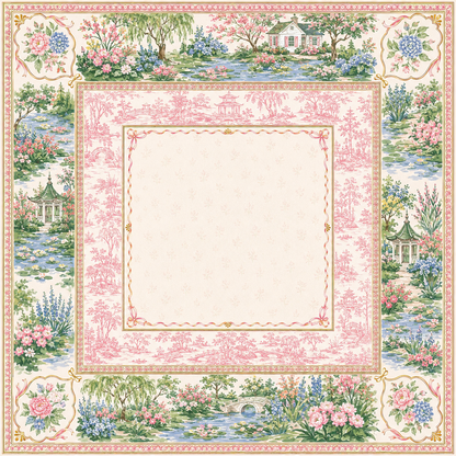 Pat's Monograms, LLC - Sunday in the Garden — Chinoiserie Mahjong Mat - PREORDER