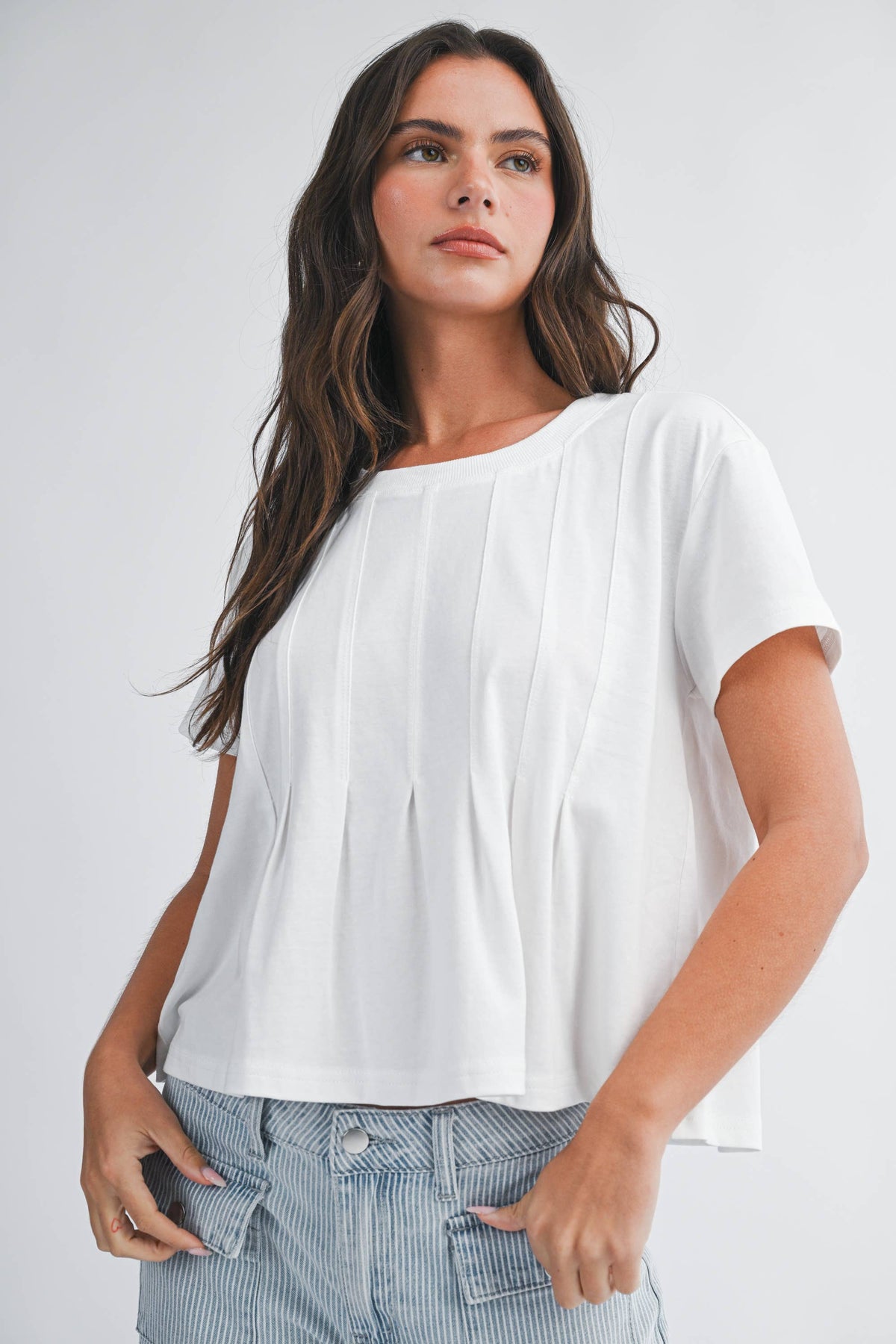 AEMI + CO - 8613HK Pleated Swing Tee Top