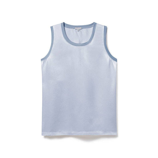 PJ Harlow Alexa sleeveless tank in light blue with contrasting slate trim